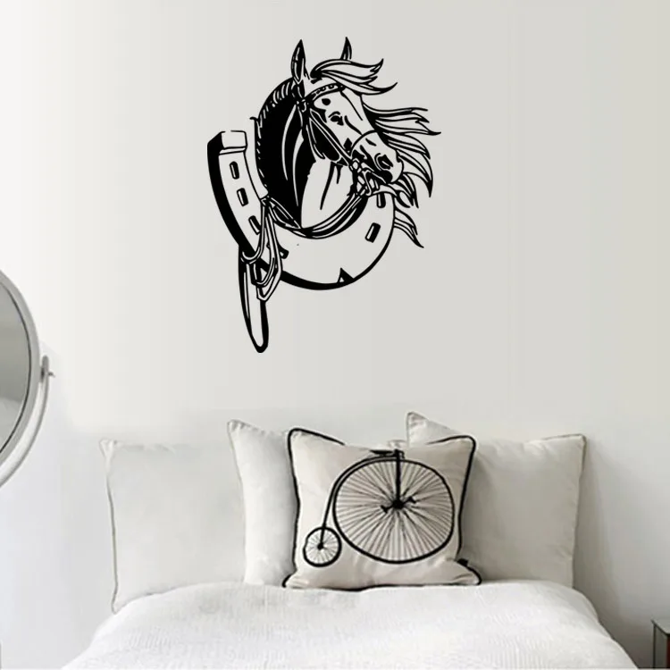 Наклейка на стену в виде головы лошади с седлом стикер домашний декор уникальные
