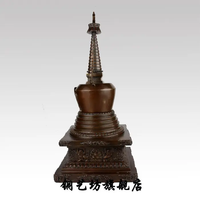 18&quot China Bronze Tibet Dagoba Pagoda Buddhism Tower Carving Shakyamuni Statue | Statues &amp Sculptures