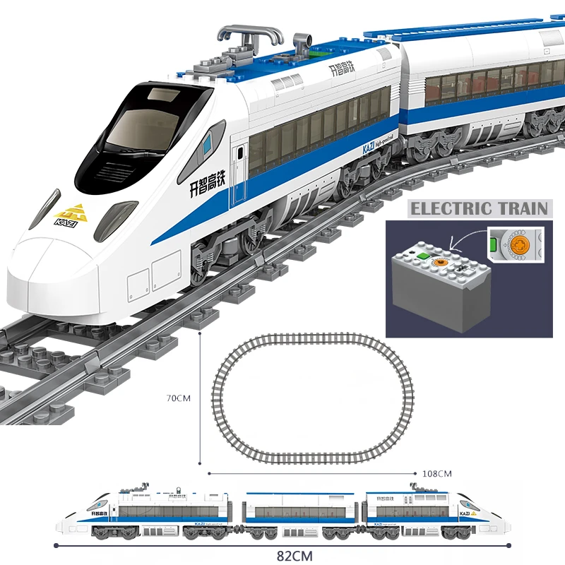 kazi high tech battery powered electric classic train city rail motor building blocks bricks boys toys for kids free global shipping