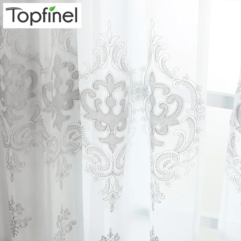 Topfienl® Роскошный Дворец Белый Вышитые Цветочные Занавески для Гостиной Спальня