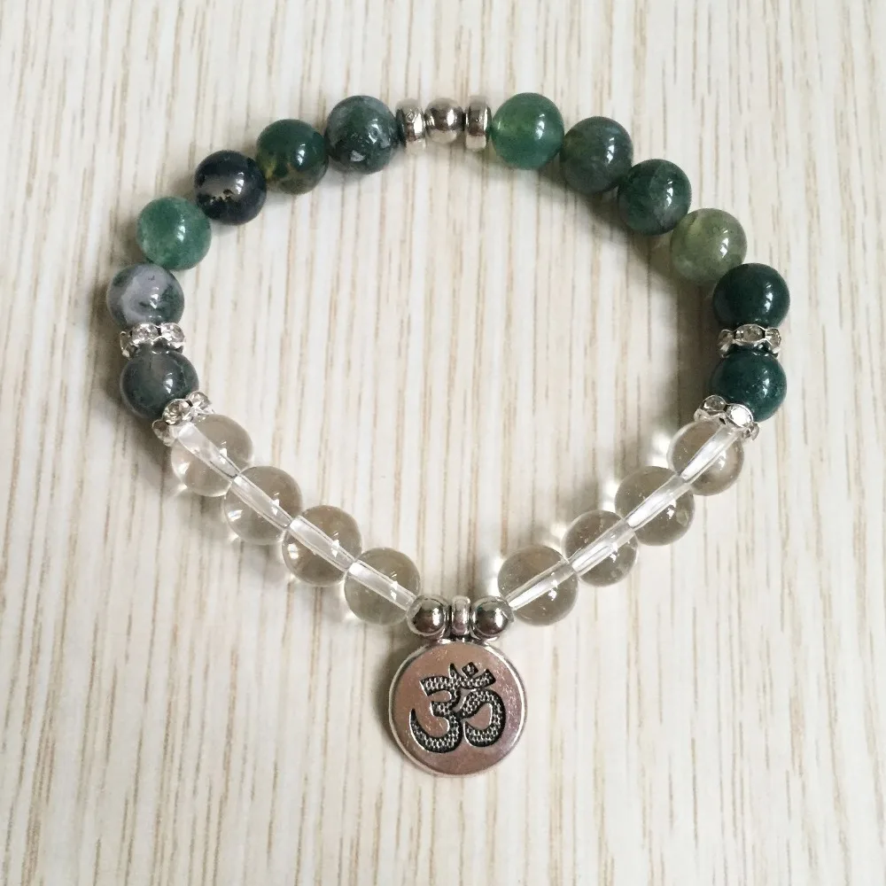 Натуральный агатовый браслет OM 3D кулон для женщин браслеты на запястье молитва