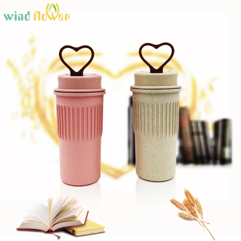 Цветом ветра Пшеничной соломы Пластик Спортивная бутылка для воды Кофе Кетле