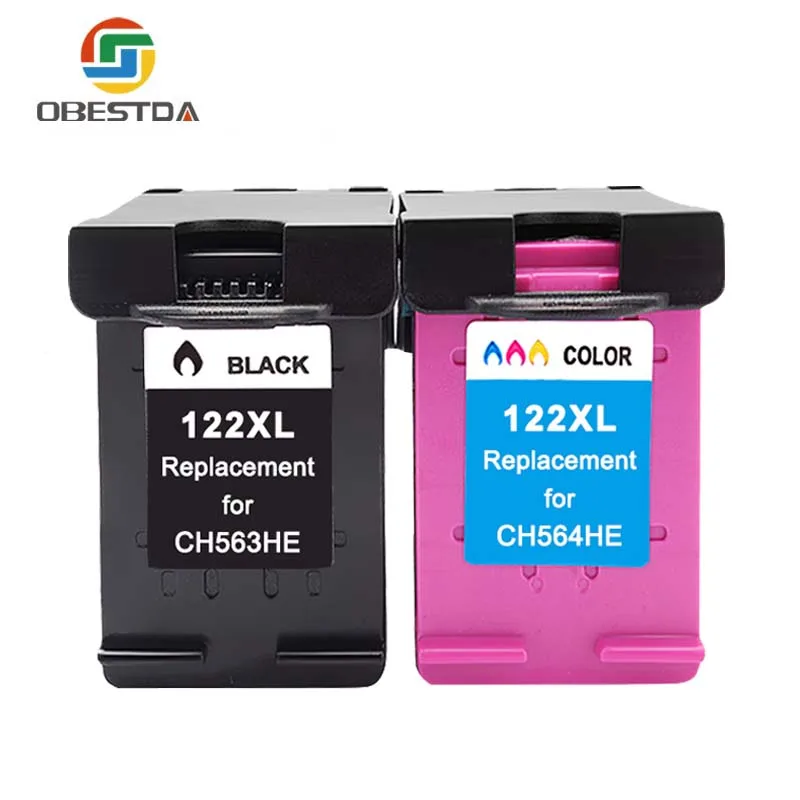 122XL Color Black Obestda 122XL Заправляемый картридж Замена для hp 122 с чернилами hp Deskjet 1000 1050 2000 2050s 3000 3050A 3052A 3054 1010 1510 254 - Цвет: 122XL Color Black