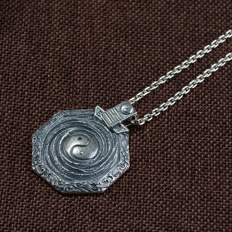 

FNJ 925 Silver Buddha Pendant Punk Yinyang Hang Original Pure S925 Thai Silver Pendants for Women Jewelry Making