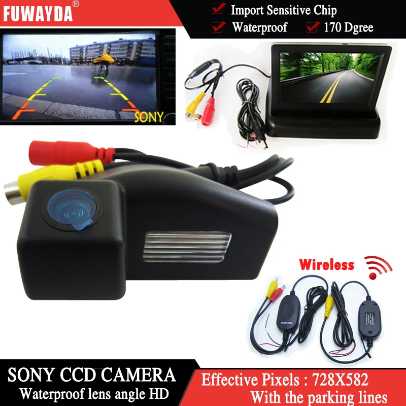 FUWAYDA Беспроводная цветная для SONY CCD Автомобильная камера заднего вида Mazda 2 / 3 + 4