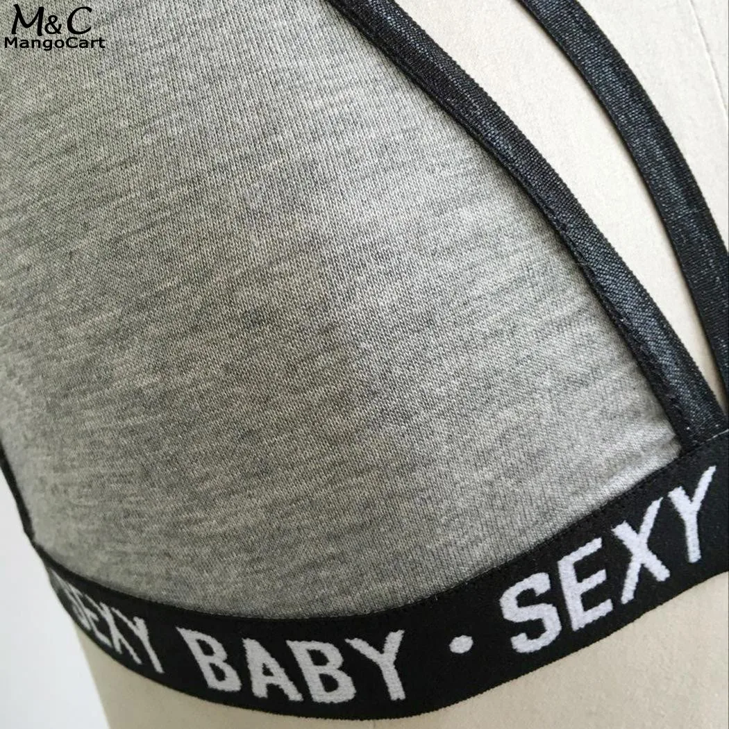 Sexy Bra Women Bralette 2018 Elastic Strap Patchwork Letters Print Crop Tops Bras for 4 Colors |