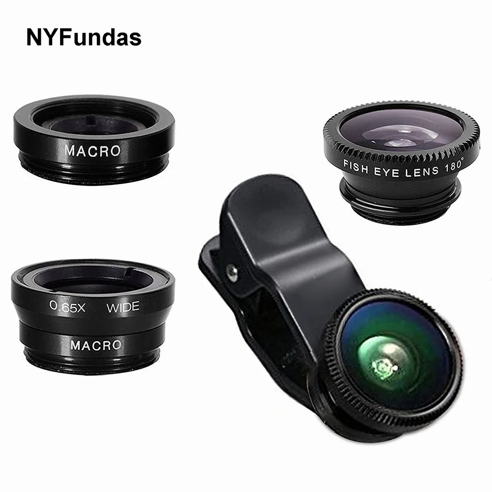 Объектив NYFundas для iPhone 3 в 1 комплект с широкоугольной макросъемкой 8 7 6 S SE 5 5S 180