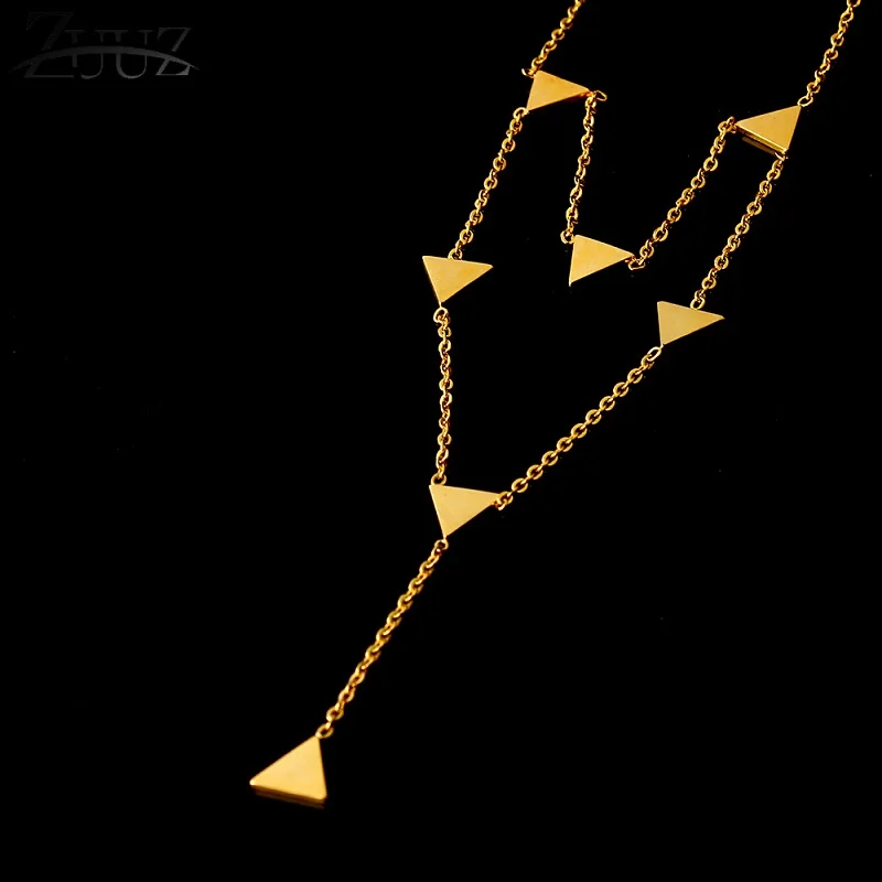 triangle B ZUUZ длинное ожерелье из нержавеющей стали для женщин ювелирные аксессуары цепь чокер серебро золото кулон длинное эффектное ювелирное сердце - Окраска металла: triangle B
