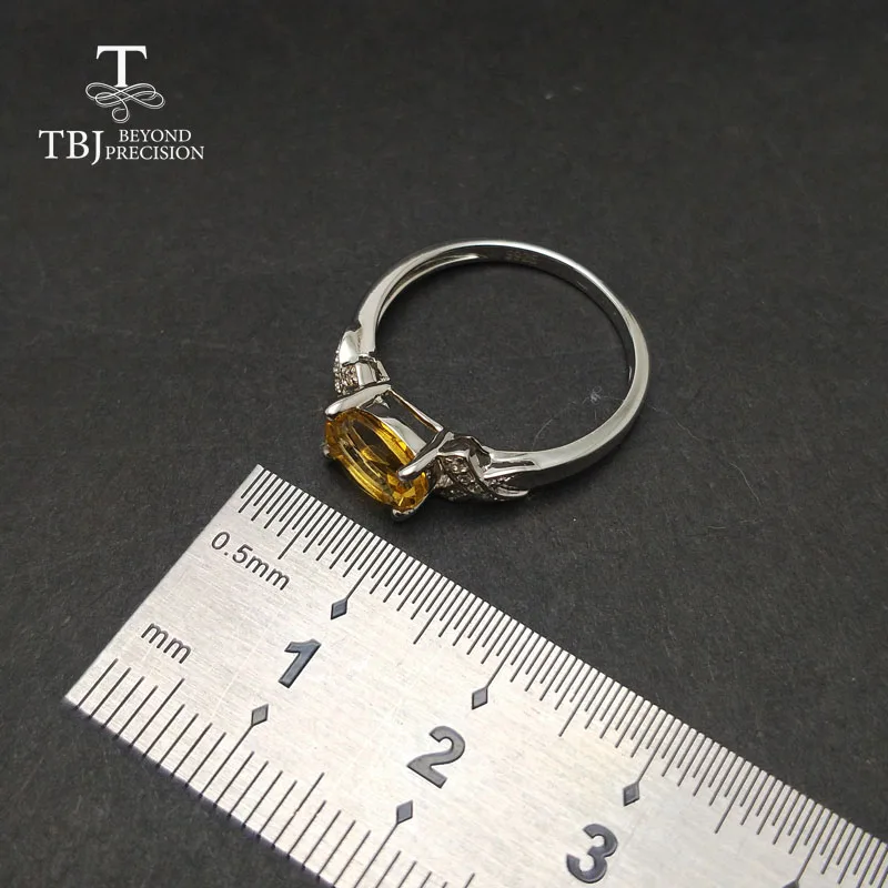 TBJ 100% Серебро 925 пробы с натуральным цитрином для женщин женские кольца