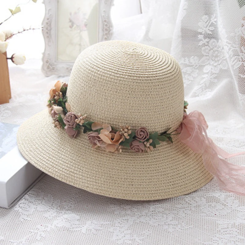 2018 лето новый цветок ручной работы соломенная шляпа женщин гирлянда sunbonnet Панама
