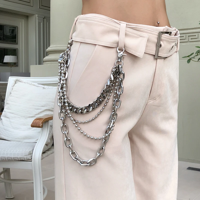 Многослойный брелок для ключей в уличном стиле, хипстерский аксессуар для ключей в стиле рок, панк, брюк, джинсов, хип-хоп, Portachiavi, Kpop, DW07