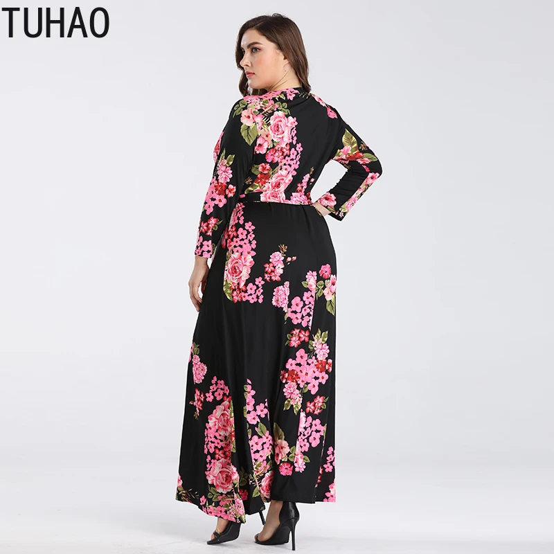 TUHAO осенне-зимние платья больших размеров 5XL 4XL 3XL женское длинное платье макси с