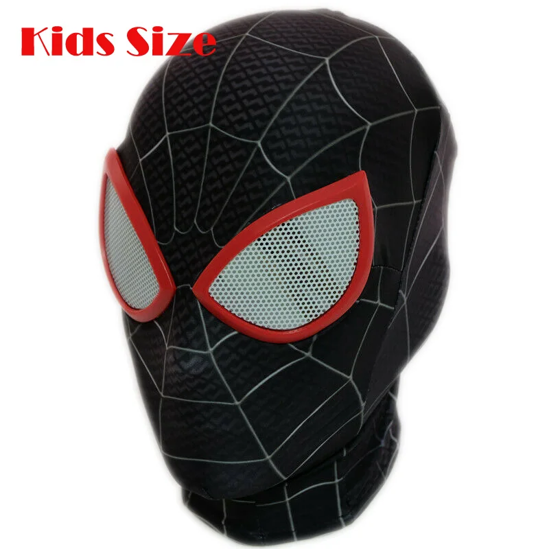 Kids Size Человек-паук в спайдерс Майлз Моралес маска супергерой косплей капюшоны реквизит - Цвет: Kids Size