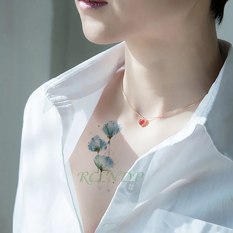 

Водостойкая Временная тату-наклейка, цветок лотоса, акварельные поддельные татуировки, флэш-тату, ручная лапка для женщин, девушек и женщин