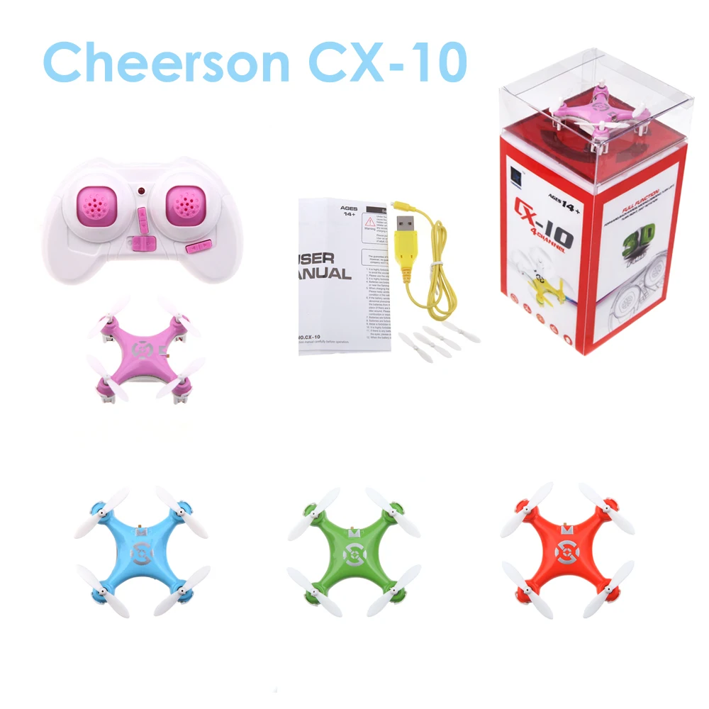 Оригинальный Cheerson CX10 мини-Дрон 2 4 ГГц 4CH 6-осевой гироскоп вертолет Micro RC Quadcopter RTF VS