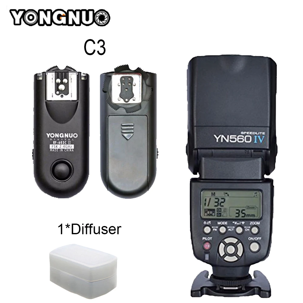 Вспышка YONGNUO YN560 IV YN560IV Speedlite + RF 603 II C3 RF603 для Canon 1D 5D 50D 40D 30D 20D|yongnuo yn560|flash yongnuoflash yongnuo