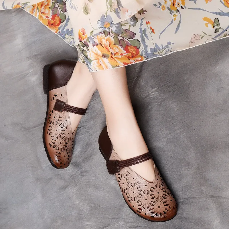 Туфли женские из натуральной кожи дышащие на мягкой подошве лоферы повседневная