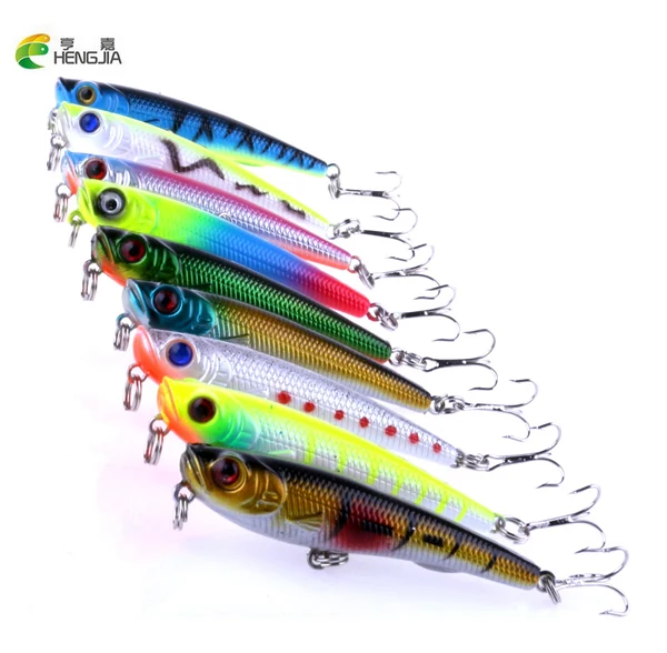 

HENGJIA 9Pcs crank 7cm 6.7g Hard Bait Floating Fishing Minnow Lures 9 Colors Plastic Fly Pesca Wobbler Crankbait Fishing Tackle
