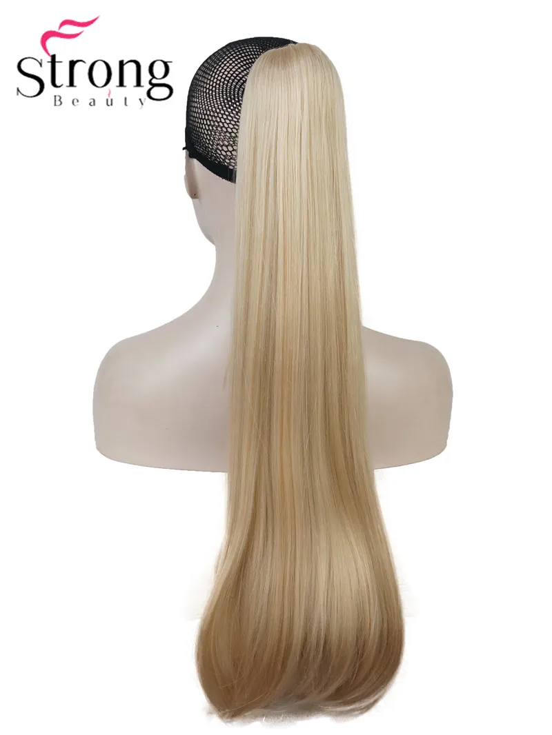 StrongBeauty, длинные прямые накладные волосы на заколках "конский хвост", 26 дюймов, синтетические, стойкие к нагреванию, цвет на выбор - Цвет: #26