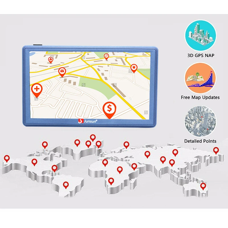 Junsun 7 дюймов android автомобильный GPS навигации навигатор MT8127A Bluetooth WI FI fm передатчик