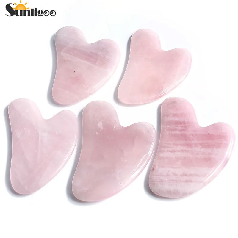 Sunligoo массажный инструмент из розового кварца Gua Sha традиционный скребок для