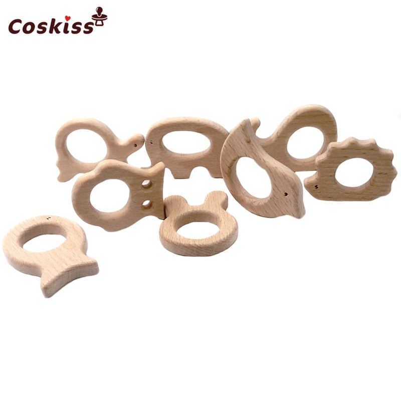 Mordedor de madera Natural hecho a mano para beb&eacute;, mordedor de madera org&aacute;nico de haya, personalizado, colgante, respetuoso con el medio ambiente, seguro-0