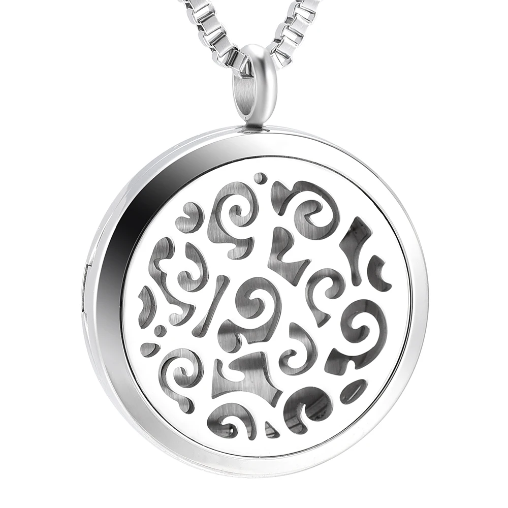 

Fragrance Necklace Stainless Steel Perfume Diffuser Arabesquitic Figure 30mm Essential Oil Pendant Aromatherapy Oils Jewelry