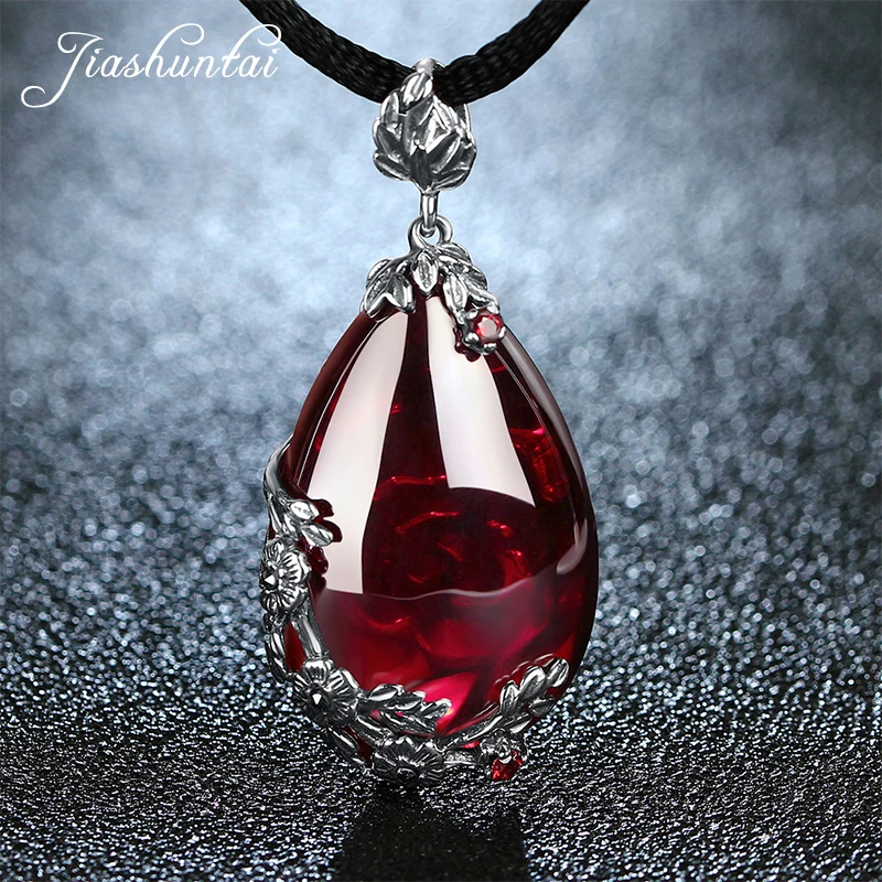Женское ожерелье из серебра 100% пробы с натуральным красным гранатом|jewelry necklace