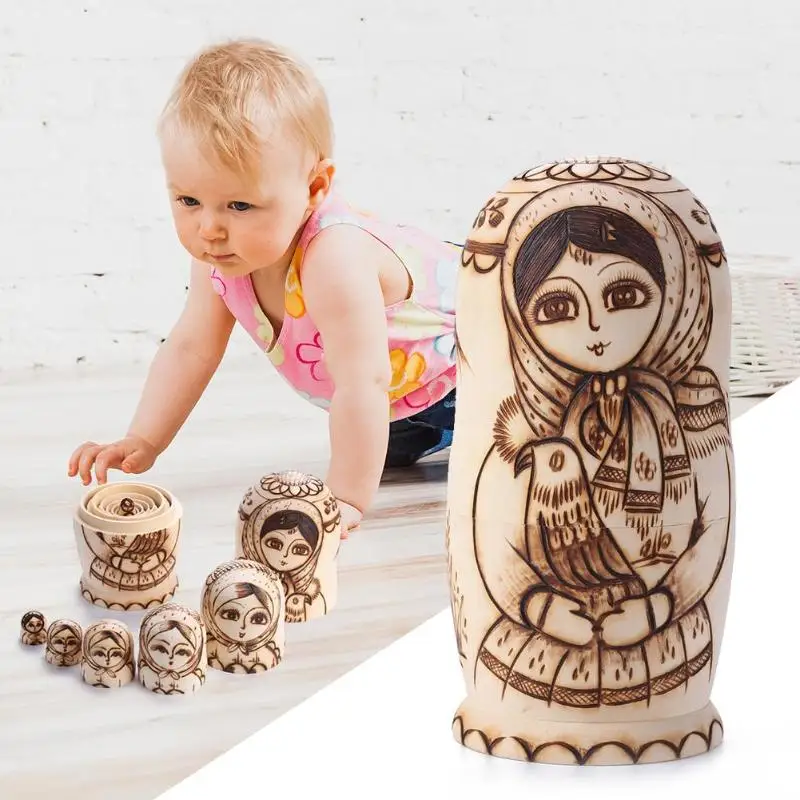 7 шт объятия голубь русские куклы ручной работы деревянные изображения игрушки