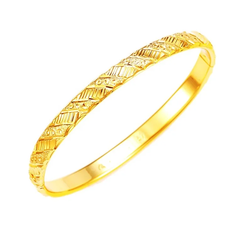 OMHXFC Wholesale European Fashion Woman Bride Party Birthday Wedding Mother Gift Vintage Wide 24KT Gold Bracelet Bangle ES158 | Украшения и