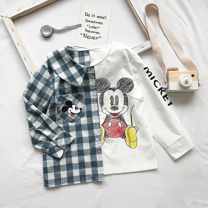 Новая футболка с Микки Маусом для мальчиков детская модная камуфляжная длинными
