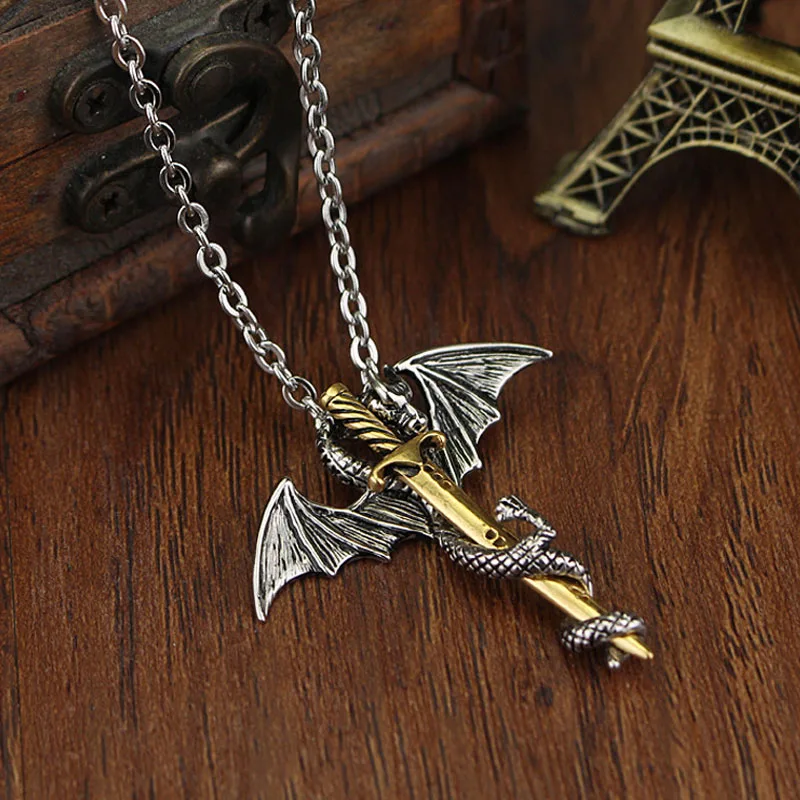 Ожерелье Dragon Save мужское винтажное из нержавеющей стали модные аксессуары