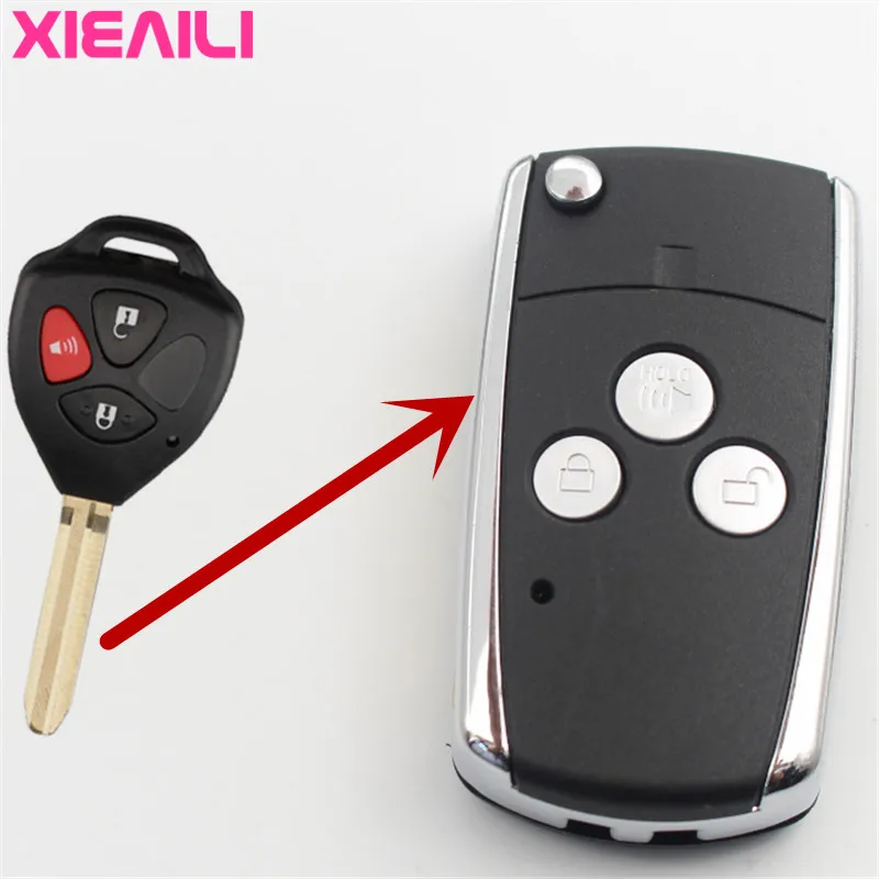 XIEAILI 10 шт. модифицированный складной чехол для ключа с 3 кнопками Toyota