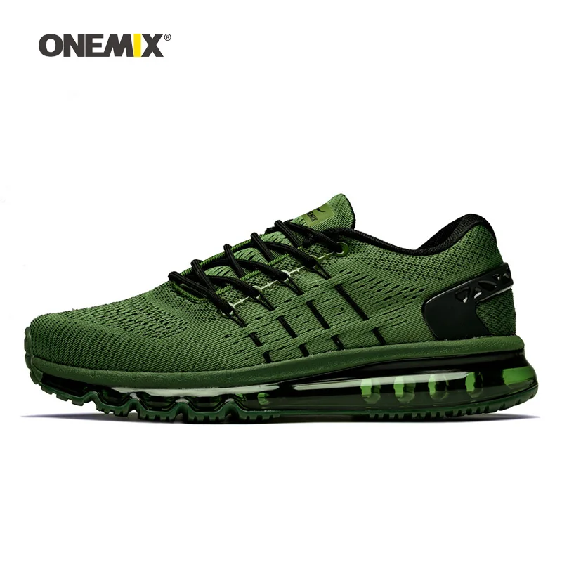 Army Green M ONEMIX Max мужская прогулочная обувь для женщин Подушка фитнес Трейл спортивные кроссовки теннисные Спортивные Черные кроссовки для бега на улице - Цвет: Army Green M