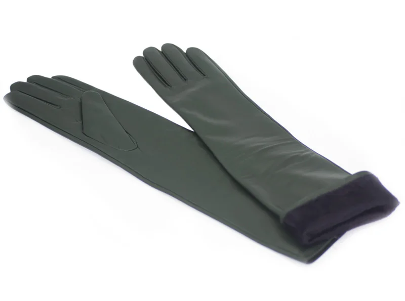 Женский топ из овечьей кожи с теплой подкладкой Локоть Длинные Вечерние перчатки