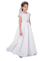 new short sleeve flower girl dresses for weddings party chiffon holy first communion dresses bow princess a line pageant gowns