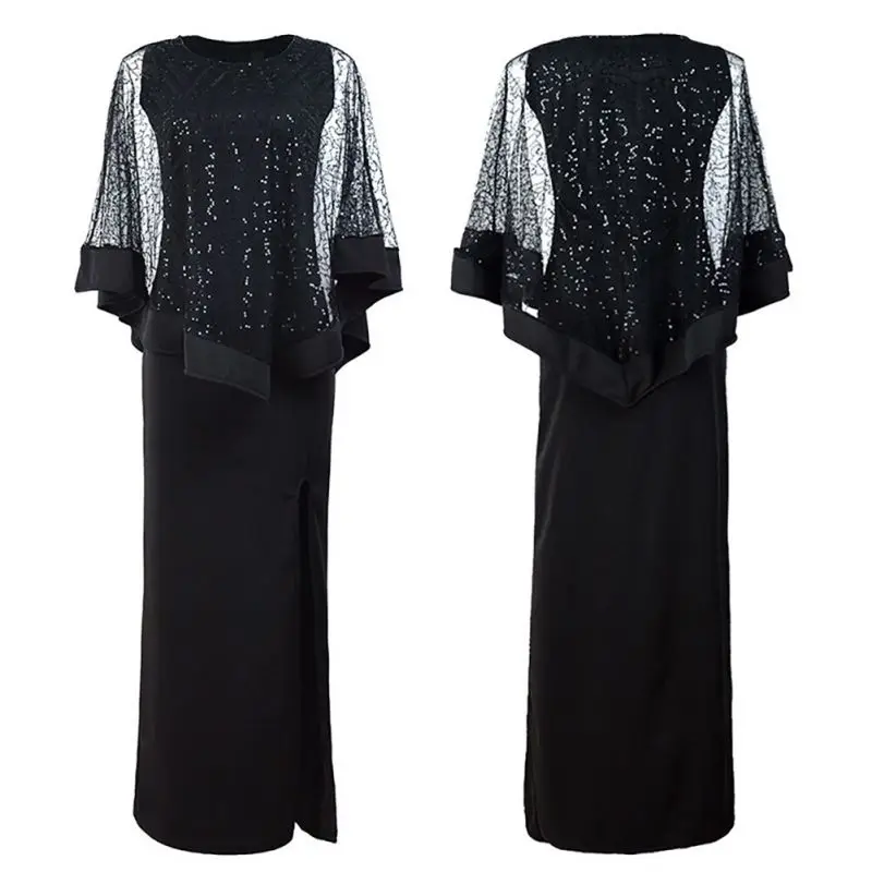Женское вечернее платье с длинным рукавом и пайетками пикантное Сетчатое