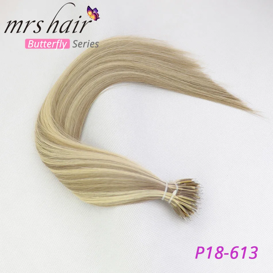P18-613 MRS HAIR нано-наращивание волос 1" 16" 2" 24" машина сделанная Remy микро кольцо нано волосы из бисера предварительно скрепленные микро-звенья волосы 50 шт 100 шт - Цвет: P18-613