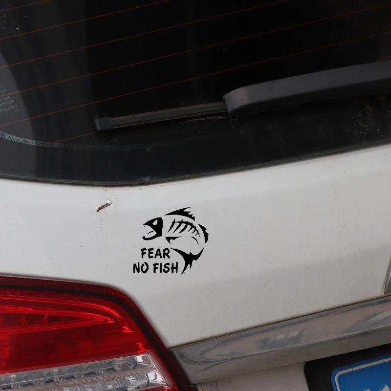 YJZT 13.8CM*12.7CM FEAR NO FISH Fishing Car Sticker For Auto Window Vinyl Decal Decor Black/Silver C24-0435 | Автомобили и
