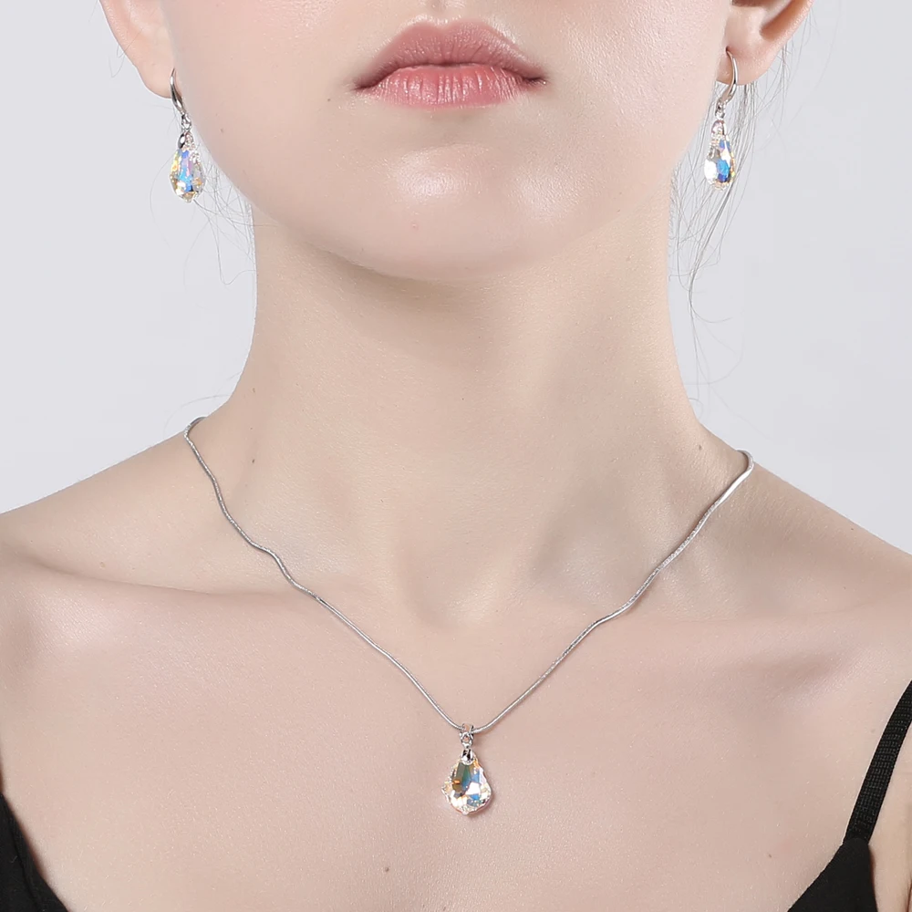 MALANDA Мода Кристалл от Swarovski набор капли воды ожерелье серьги для женщин Ювелирные