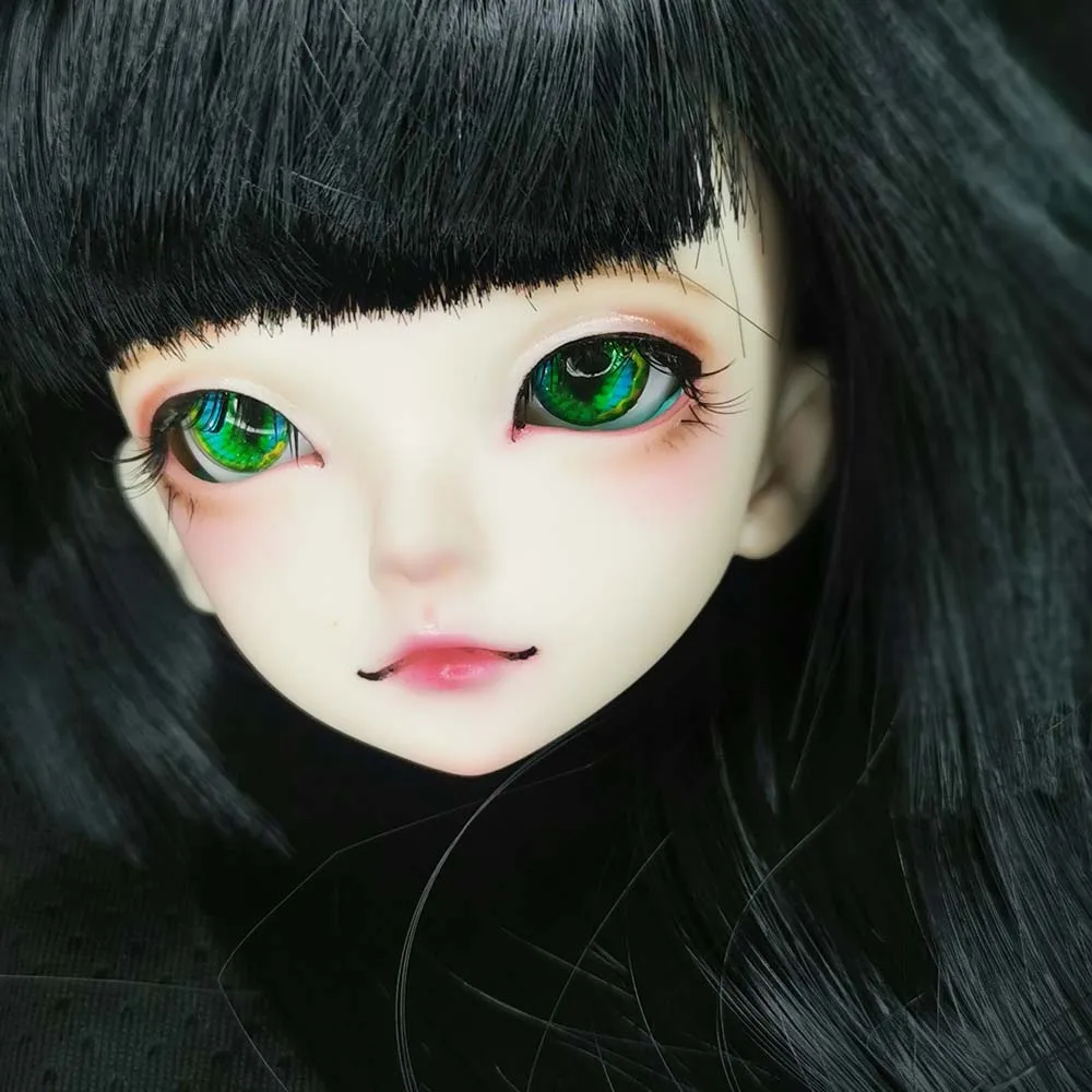 Круглая акриловая кукла Bjd с зелеными блестящими глазами 1/4 для 1/3 девочек и
