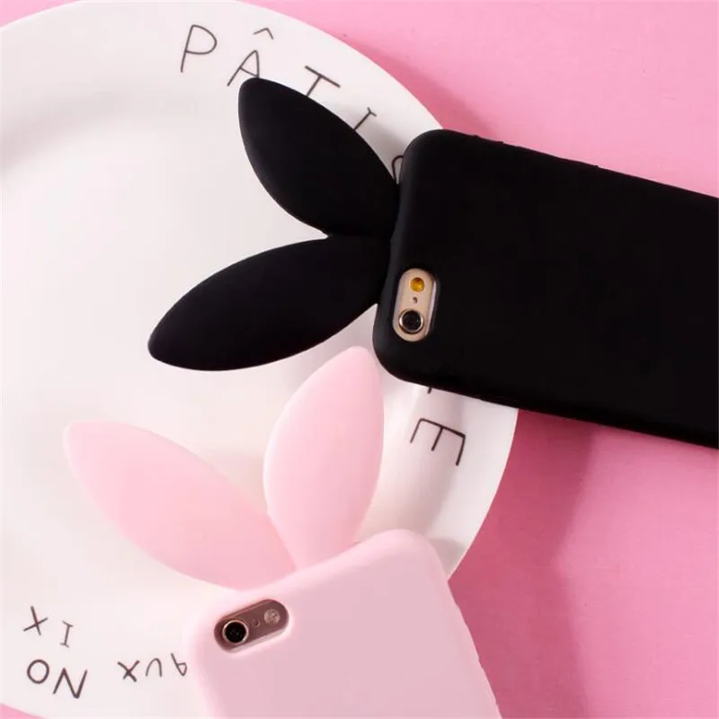 Rabbit Ear For iPhone 7 Plus 6 6s X 8 Case Korea style Cute Animal Silicone Cover Soft Cases Funda |