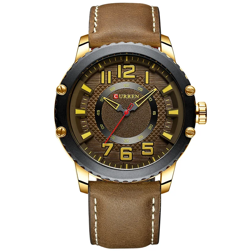 Gold Yellow Curren часы для мужчин лучший бренд класса люкс модные кварцевые мужские часы кожа водонепроницаемые спортивные наручные часы Мужские часы Relogio Masculino - Color: Gold Yellow