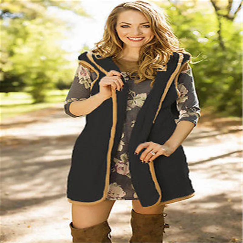 Осенне зимняя женская одежда женский жилет без рукавов на молнии теплый открытый