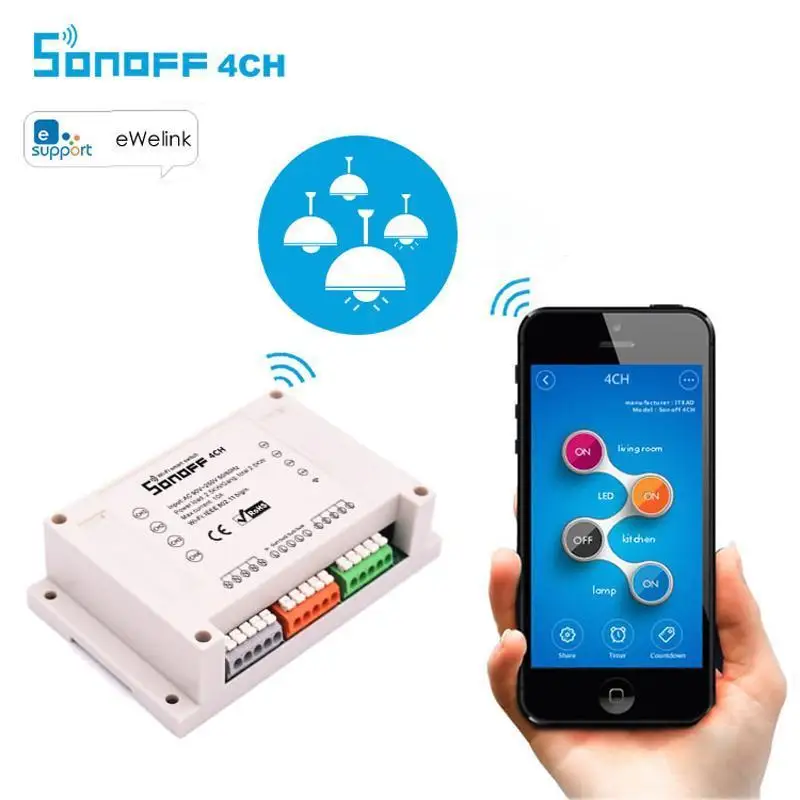 Интеллектуальный модуль переключателя с Wi Fi 4 канальный пульт дистанционного