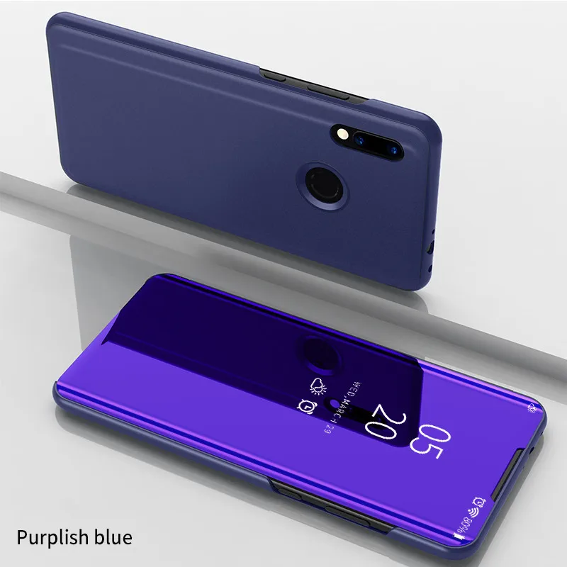 Purple Blue Зеркальный умный флип-чехол для телефона Xiaomi Redmi Note 7 Pro, полностью прозрачный кожаный чехол-подставка для Redmi Note 7, защитные чехлы - Цвет: Purple Blue