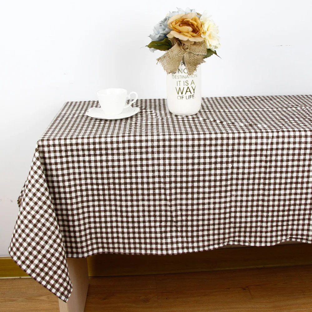 New High Quality Plaid Tablecloth for Dinner Linen Cloth Bohemia Style Decorative Europe Style Cotton Linen Table Cloth 4 Colour