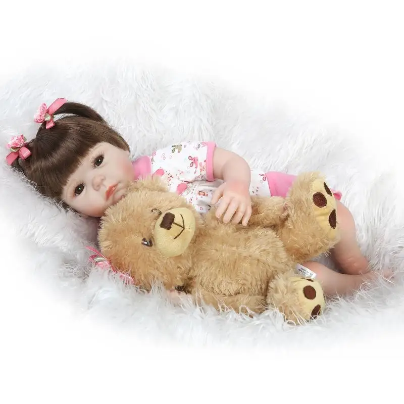 

22 Inch Silicone Doll Baby Reborns Realistic Reborn Babies Doll Lifelike Finished Doll Handmade Baby Kids Birthday Xmas Gift