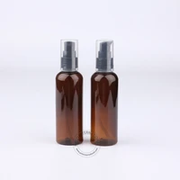 30pcslot wholesale empty 100ml amber plastic lotion bottle 100g pet shampoo container with pump refillable black lid packaging
