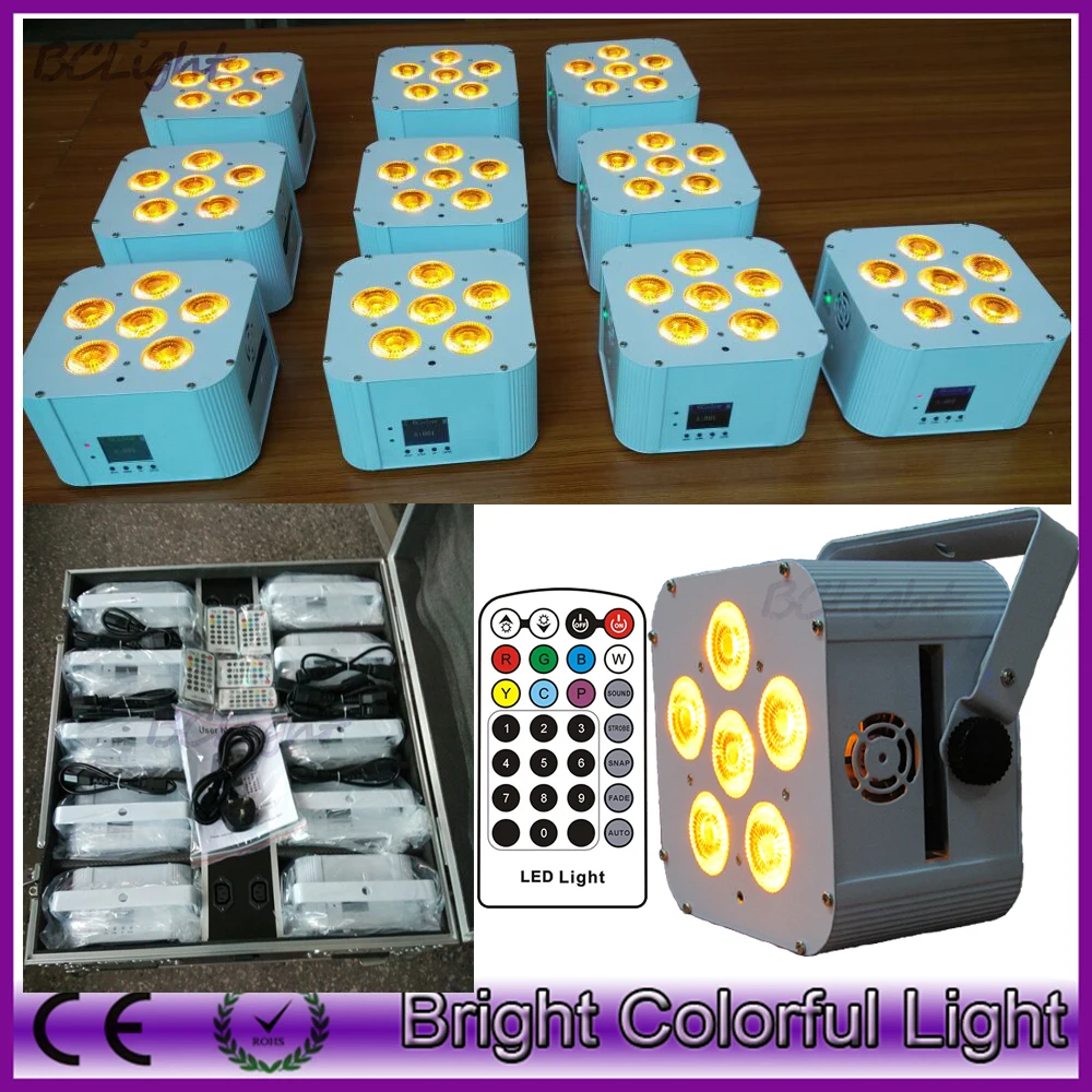 10 шт./партия новогодние светодиодные чехлы с 1 зарядкой 6*18 Вт|led par|rgbwa uvroad case |